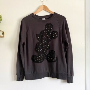 H&M Mickey Mouse Studded Pullover Sweatshirt